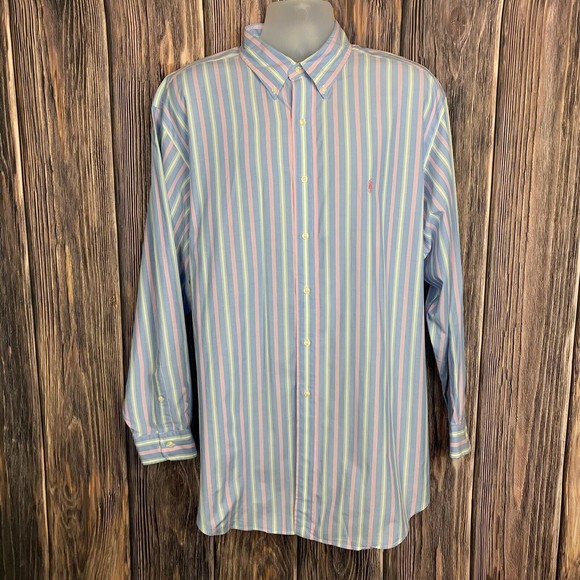 Ralph Lauren Classic Fit Mens Long Sleeve Shirt Multicolor Shirt Size 17.5 34/35 - Picture 2 of 8
